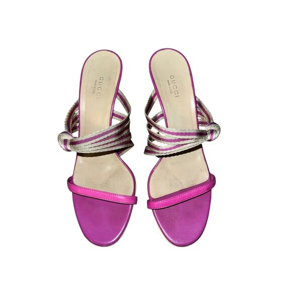 Gucci Pink and Beige Stripe Knotted Sandals Size 8 
Authentic - Picture 11 of 11